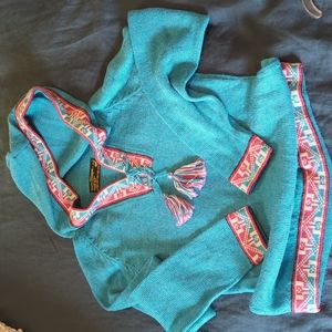Peruvian Alpaca Teal Sweater with Hood